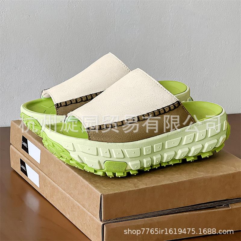 3302U Home Slippers Women's Summer High-quality Version Thick-soled Heightening Tire Shoes Leather Versatile Women's Shoes