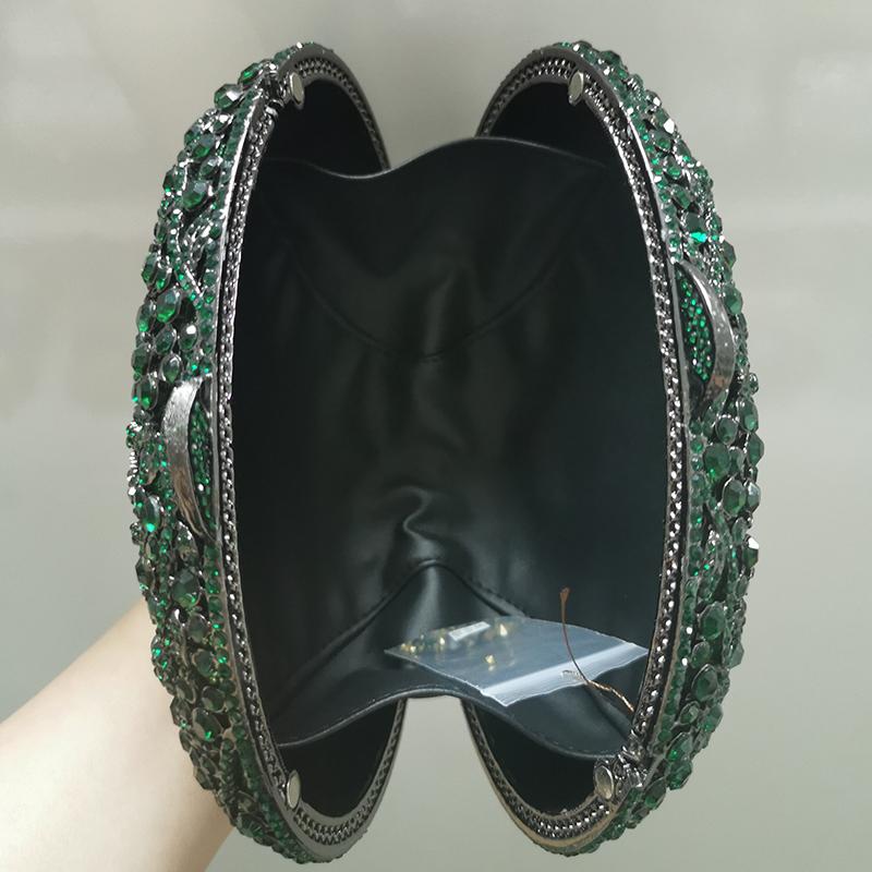 WHTUOHENG Blue Crystal Flower Clutch Handbag for Women Rhinestone Embellished Diamond Oval Shape Evening Bag Wedding Party Purse