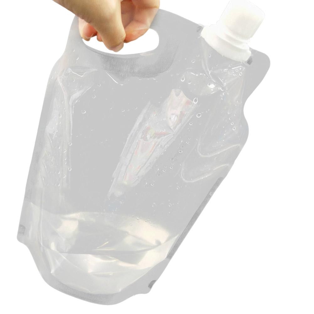 5-1PC 2L Transparent Drinking Water Container Bag Small Mouth Handle Collapsible Water Bag No Leakage Outdoor Sports Supplies