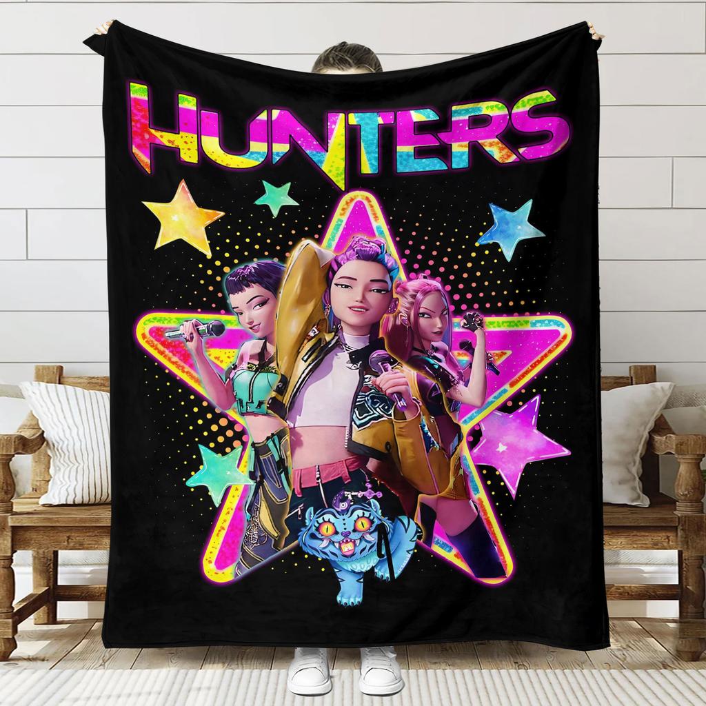 Blanket Print K - Pop Demon Hunters Flannel Blanket Latest Fashion Pop Girl Group