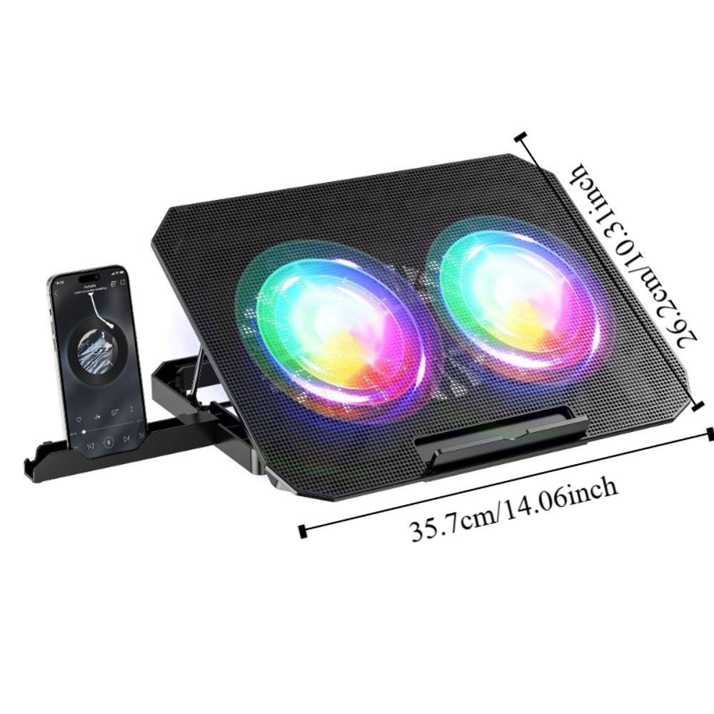 CPU Cooling Foldable Laptop Table Colored Lights Portable Notebook Riser Fan USB Ports Phone Holder Laptop Stand Holder