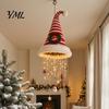 Festive Atmosphere Decoration Set Light?Up Santa Hat Hanging Chandelier DIY Kit, Warm LED Christmas String Lights Seasonal Home Accessories Pendant
