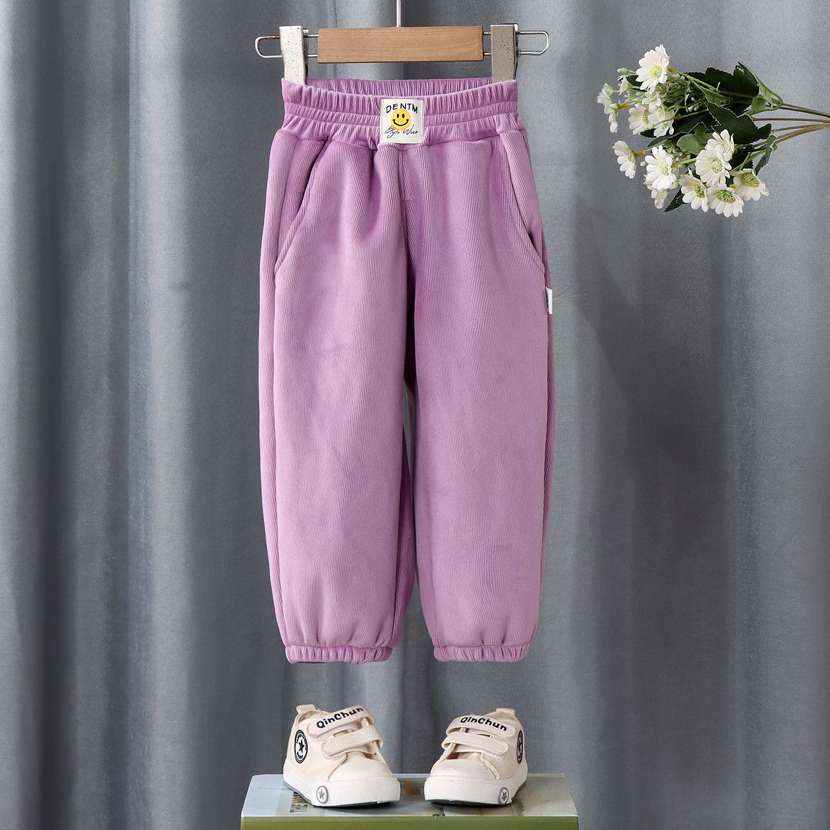 

Детские утепленные брюки Спортивные штаны для мальчиков Верхняя одежда Цельные флисовые спортивные штаны для девочек Утепленные теплые детские брюки 110cm фиолетовый