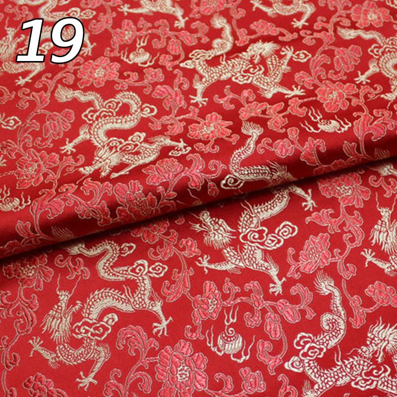 Chinese Traditional Embroidered Silk Brocade Dragon Pattern Fabric Tang Suit Hanfu Cheongsam Kid Wear Pillow Decoration Handmade