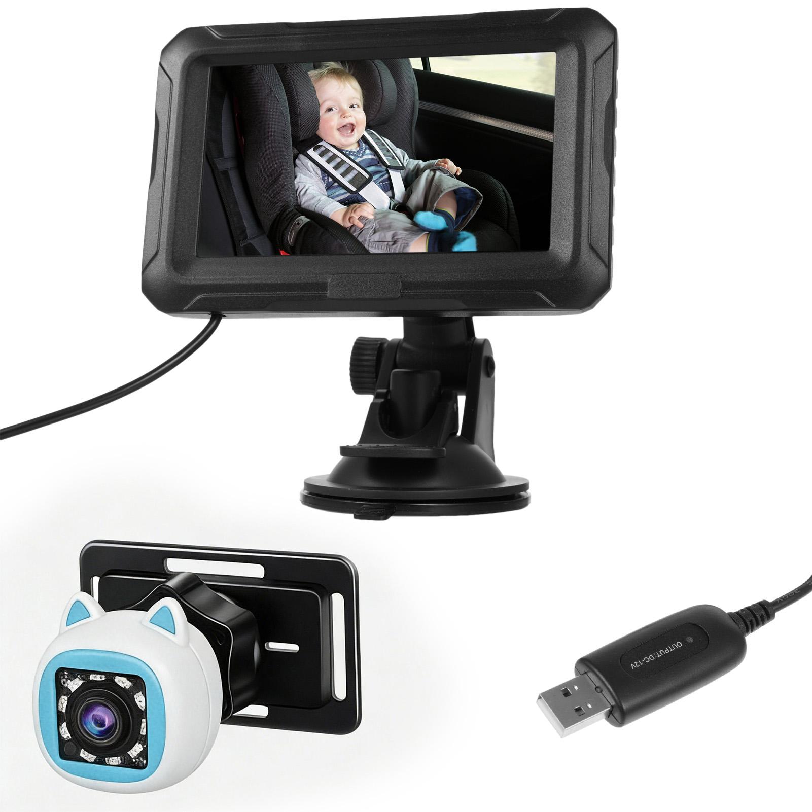 

Baby Car Camera 4.3 Monitor, 1080P Rear Facing Backseat Camera with Night Vision, 360 degrees Rotation, Wide View