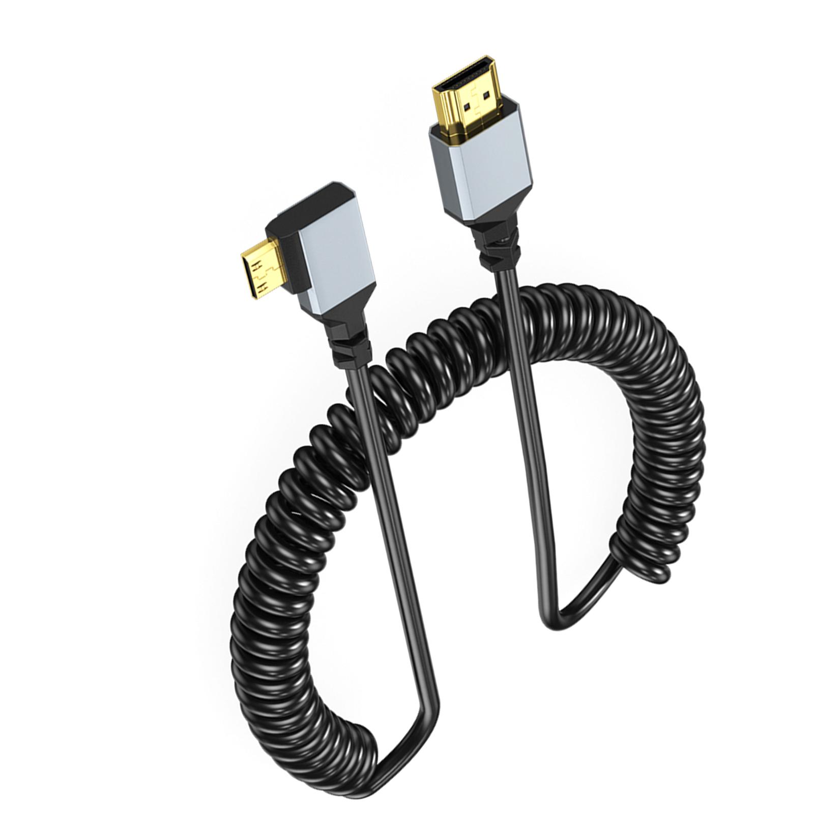 

4K60Hz Coiled Video Cable 90 Degree Angled Option Spring Cord Bidirectional for Laptops Tablets Video Cards and more 1