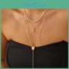 Trendy English Letter Long Chain Necklace With Pearlstyle Accents For Ladies