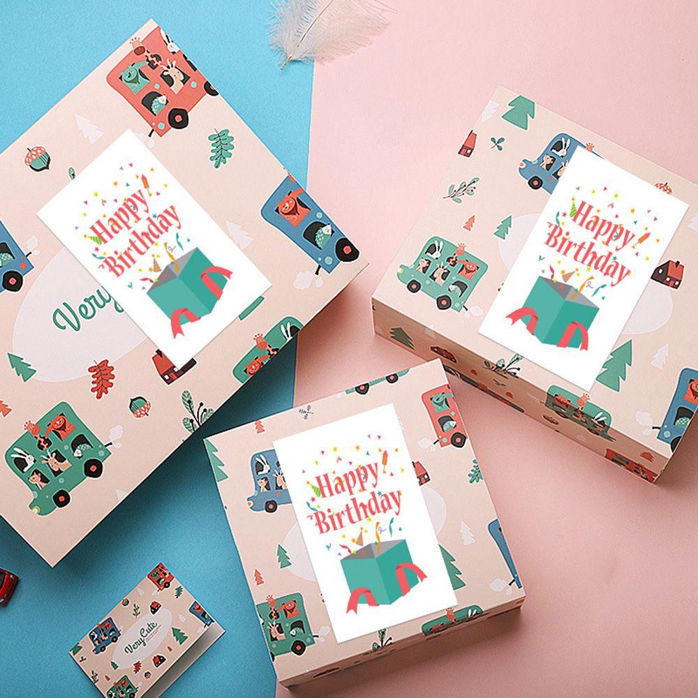 Gift Wrapping Party Decoration Message Postcard Happy Birthday Cards Greeting Labels Cartoon Animal