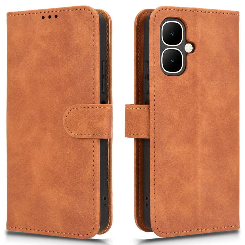 

Кожаный чехол для Infinix Smart 10, приятный на ощупь, противоударный, кошелек, откидная крышка, чехол для телефона Brown