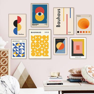 Abstract Bauhaus Geometry Posters Modern 1919 Mid Century Canvas Paintings Wall Art Pictures Prints for Living Room Home Decor