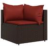 VidaXL Garden Corner Sofas and Cushions 2pcs Brown Wicker, Sofa, Garden Sofa, Sectional Corner Sofa, 319810