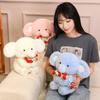Adorable Sweet Elephant Hold Rose Bouquet Plush Doll Soft Stuffed Little Elephant With Flower Plushie Toy Cute Gift For Kids