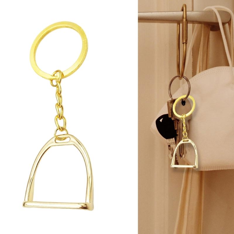 Equestrian Charm Keychain Stirrup Key Pendant with Snaffle Bit Designs Alloy Texture Key Rings Suitable for Horse Lovers