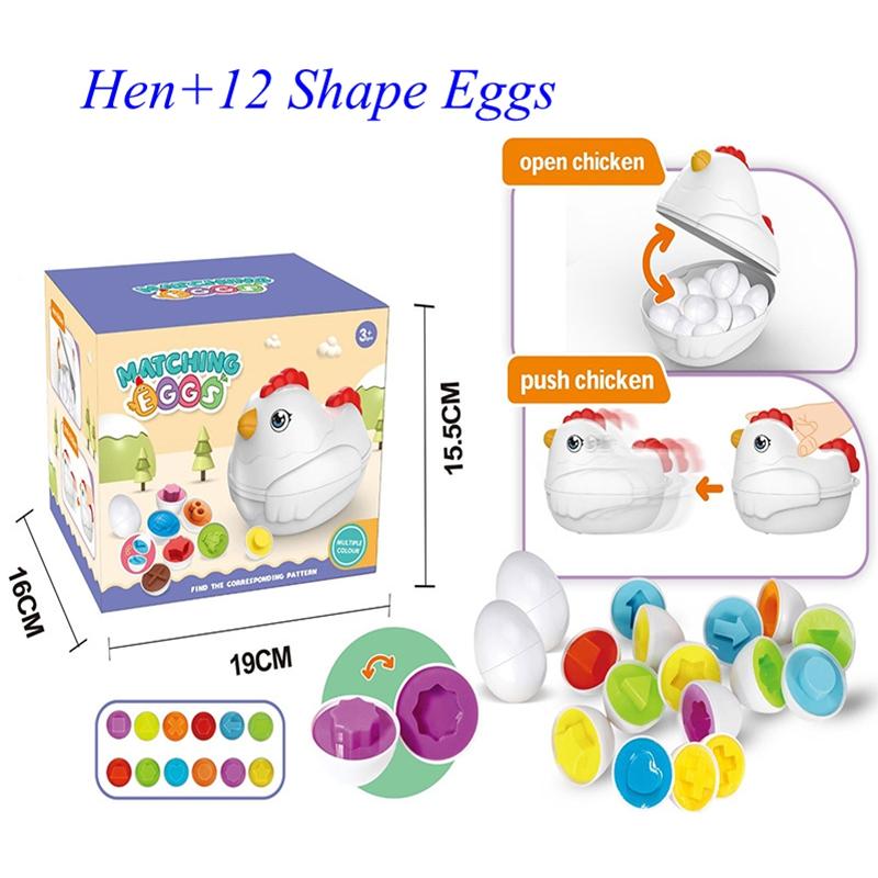 Toddler Chicken Eggs Toy Montessori 12 Matching Eggs Sensory Color Shape Educational Learning Toy Party Gift For Boys Girls
