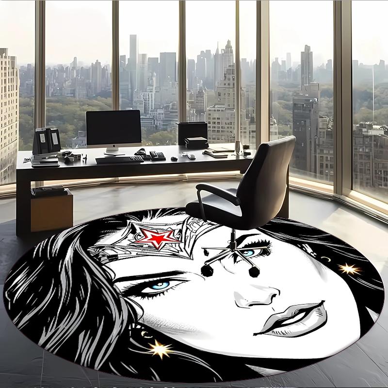 Wonder Woman (1) Round Office Rug Decorative Floor Rug for Office Bedroom Living Room and Home Space