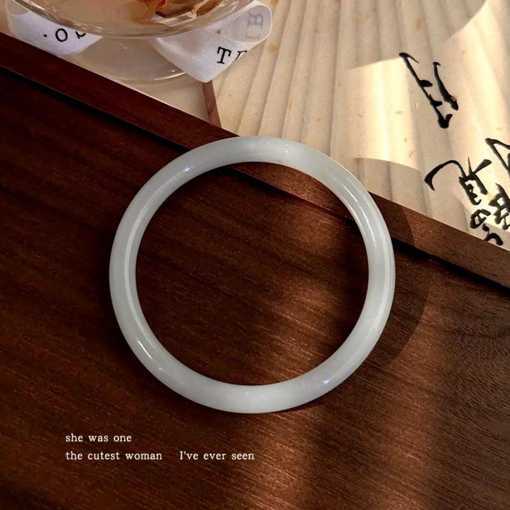 12mm White Moonlight Round Bar Thick Bracelet - New Chinese Style Cheongsam Accessory, Noble Concubine National Style.