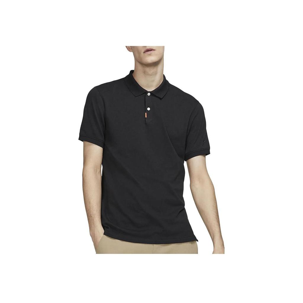 Nike Solid Color Short Sleeve Polo Shirt Men Tops Black BV0481-010