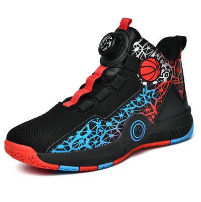 8803 Children's Basketball Shoes With Rotating Buttons Mesh Fabric Boys Primary Secondary School Students Teenagers' Sports