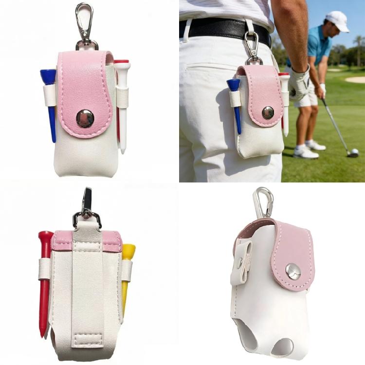 PU Leather Golf Ball Pouches With Keychain Hook Waterproof Golf Ball Organiser Bag for Small Accessories Management