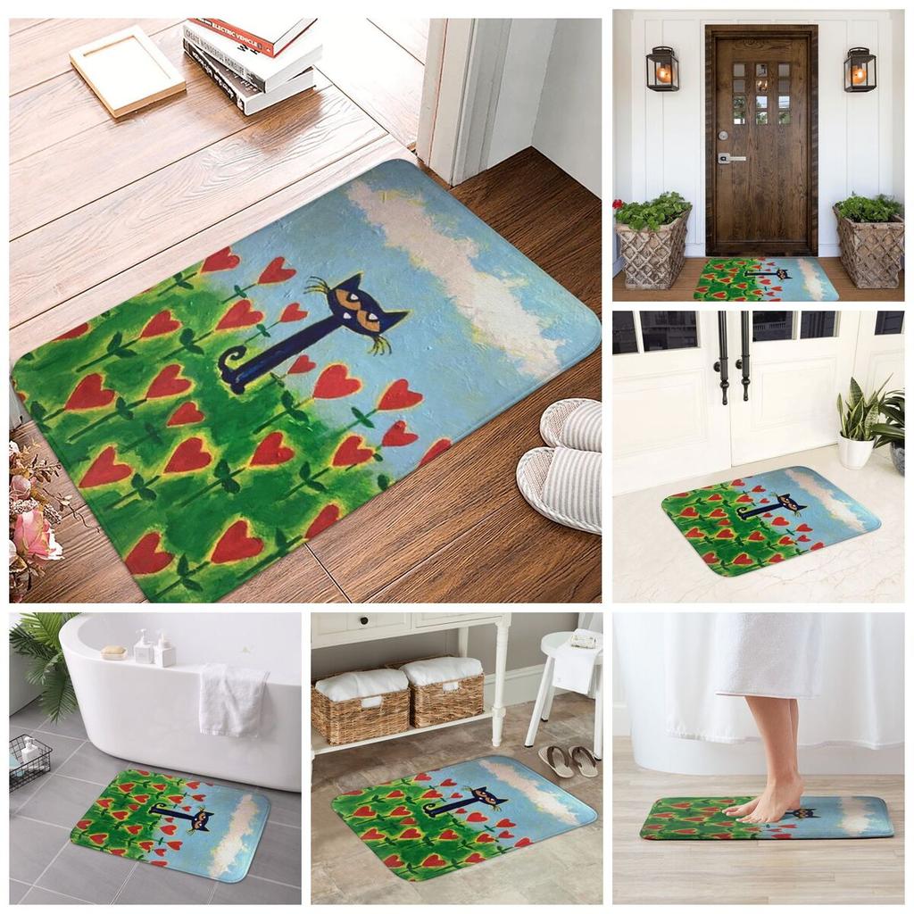 Pete The Cat Doormat Kitchen Entrance Home Floor Mat Non-slip Carpet Rug for Bathroom Footpad Mats