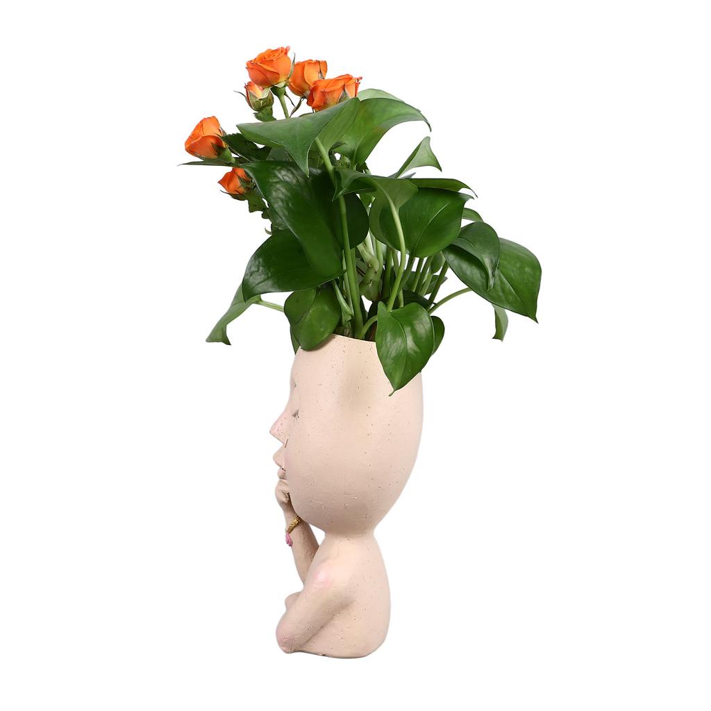 Resin Flower Pots for Home, Unique Flower Pot for Indoor and Outdoor Plants, with Drainage Hole, Add   and Personality To Your Home