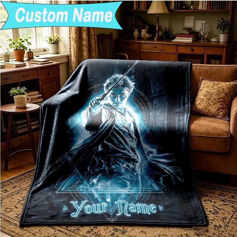 1PC Custom Name Blanket Magical Aura Witch Flannel blankets Patterns Throw Blanket All-Season Soft Gift for Couch, Bed, Camping, Birthday gifts