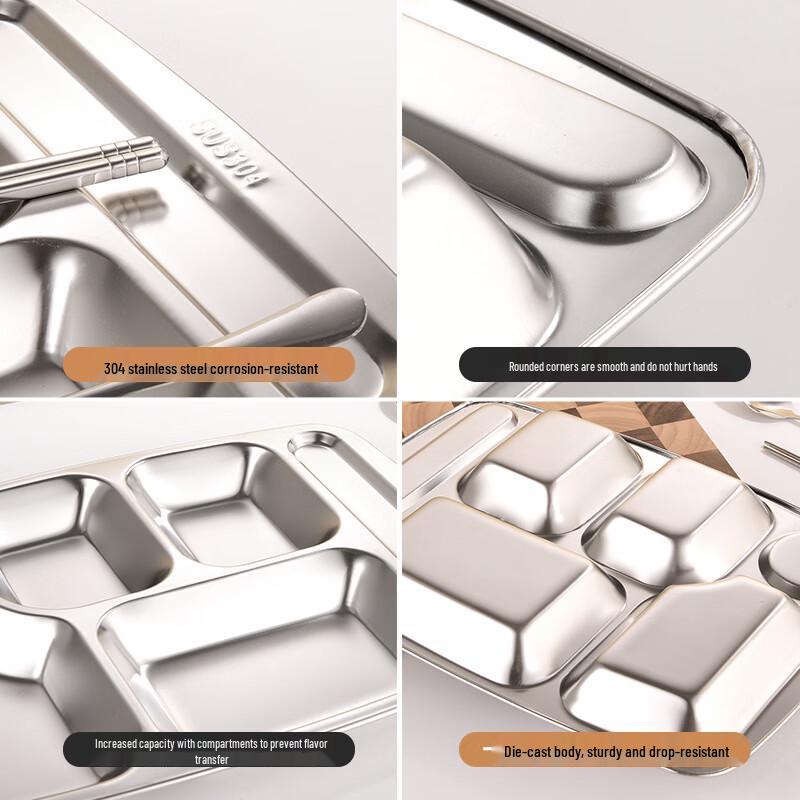 Stainless Steel Divided School Cafeteria Meal Tray