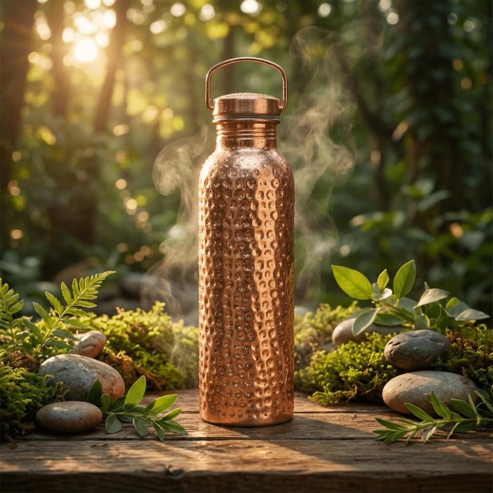 Portable Electroplated Copper Water Bottle 304 Stainless Steel Sports Water Bottle  Outdoor Sports
