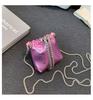 PU Bucket Soild Shoulder Bags Chains Party Crossbody Bags for Women 2024 High Quality Fashion on Sale Bolso Bombonera Con Cadena