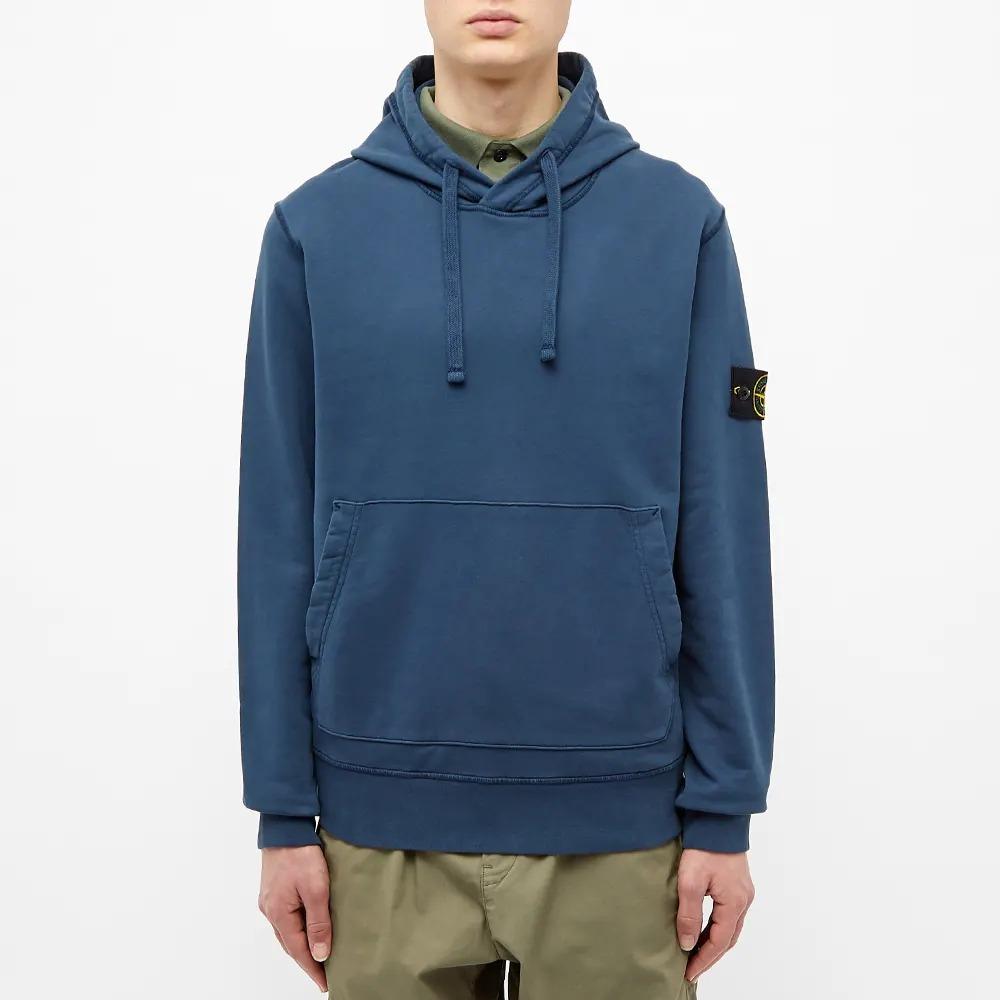 STONE ISLAND Compass Badge Pullover Hoodie Men Hoodies Blue 721564151-V0028