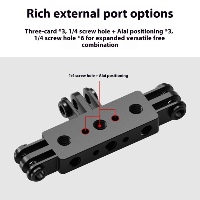 Volledig Roterende Stalen Verlengarm Drie Camera Grip Live Beugels 1/4 Gat Voor Buiten Sport Opnames Fotografie