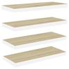 VidaXL Floating Shelves 4 Pcs Oak and White 80x23.5x3.8 Cm MDF