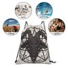 Pentagram Goat Skull Drawstring Backpack Sports Gym Water Resistant Bag Portable Sports Gym Sackpack for Training Shopping