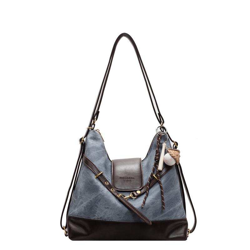 Commuter retro contrasting color large-capacity bag women's 2025 new autumn and winter shoulder messenger bag multi-purpose backpack