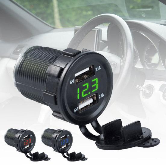 

Автомобиль Лодка Мотоцикл 4.2A Двойное USB-зарядное устройство Цифровой дисплей напряжения Разъем питания