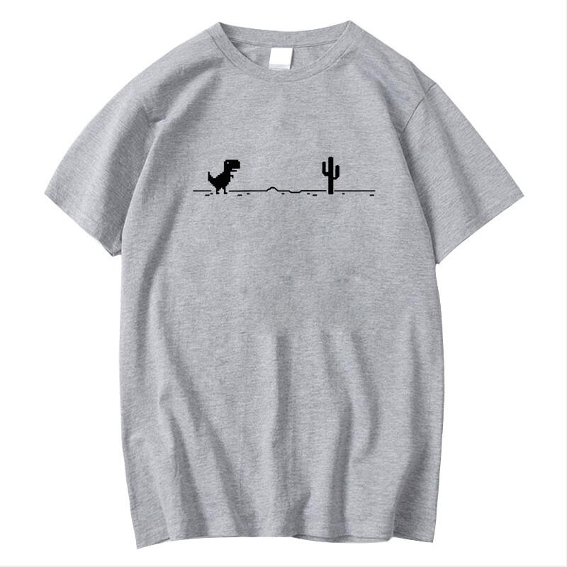 Summer Mens High Quality 100 Cotton Funny Dinosaur Print T Shirt Loose Oneck Men Tshirt Short Sleeve Tshirt Male Tees Tops