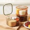 4 Grids Salt Pepper Seasoning Box Transparent Lid Spice Jar Chili Powder Sugar Bowl Condiments Storage Container Kitchen Gadgets
