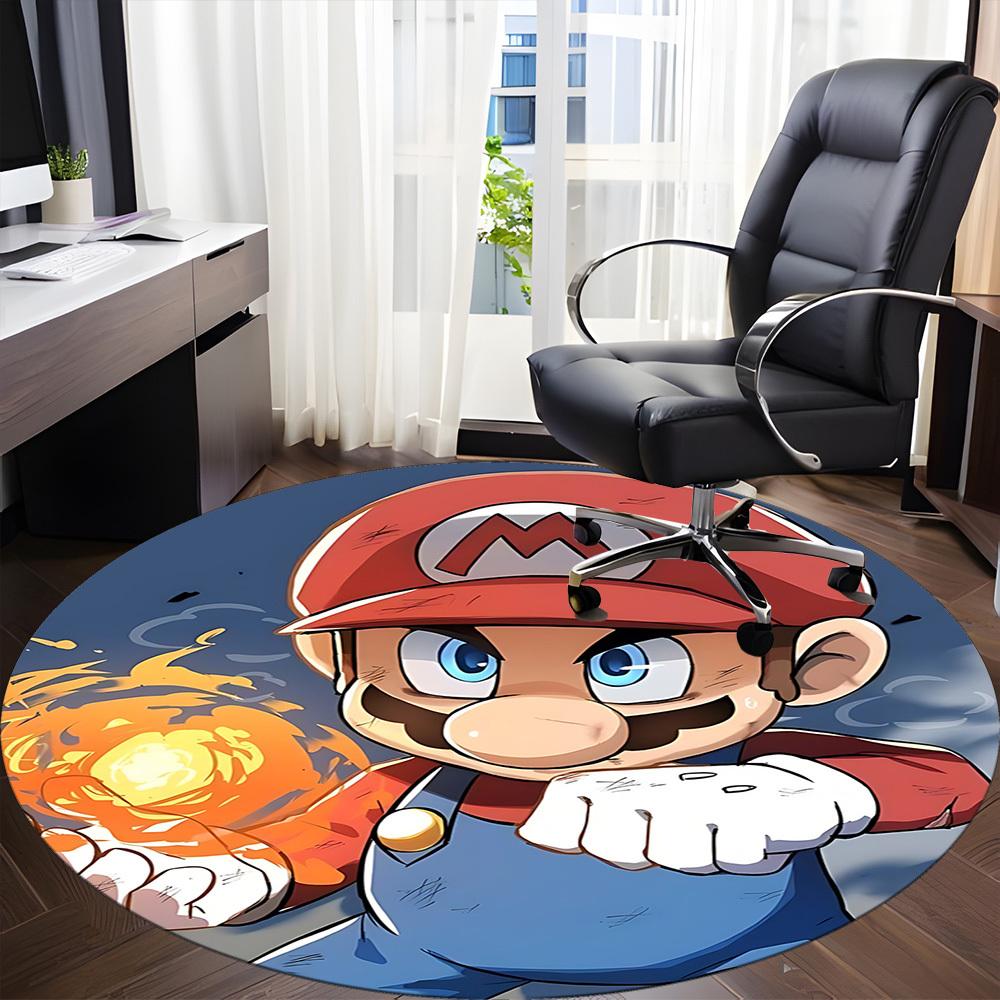 1PC Mario Fire Office Round Area Rug Suitable For Office, Under Office Chairs Bedroom Living Room Home Decor, Available in Various SizesT101