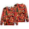 Europe, America, autumn and winter new Christmas versatile crew neck sweater 3D digital printing Santa loose long-sleeved jacket