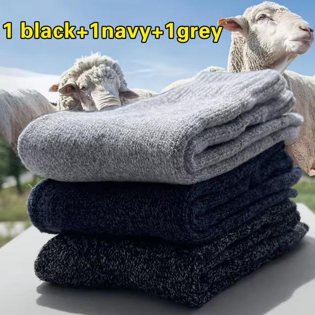 3 Paar Winter Warme Dicke Frotteesohle Herren Socken Wolle Herren Socken Haussocken Merinowolle Socken Gegen Kälte Schnee Socken 39-44