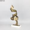 Creative Golden Streamer Marble Base Metal Statue Modern Design Living Room Furnishings Sculpture Desk Decoration Ornaments