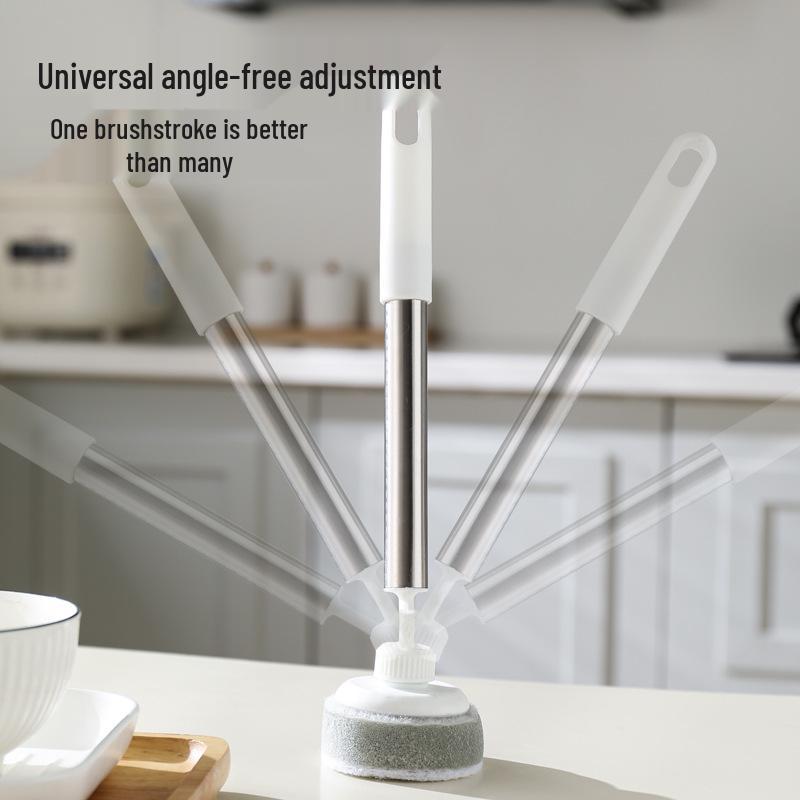 Non-stick Pan Cleaning Brush - Long Handle, Non-Damaging Scrubbing Sponge for Pots and Dishes