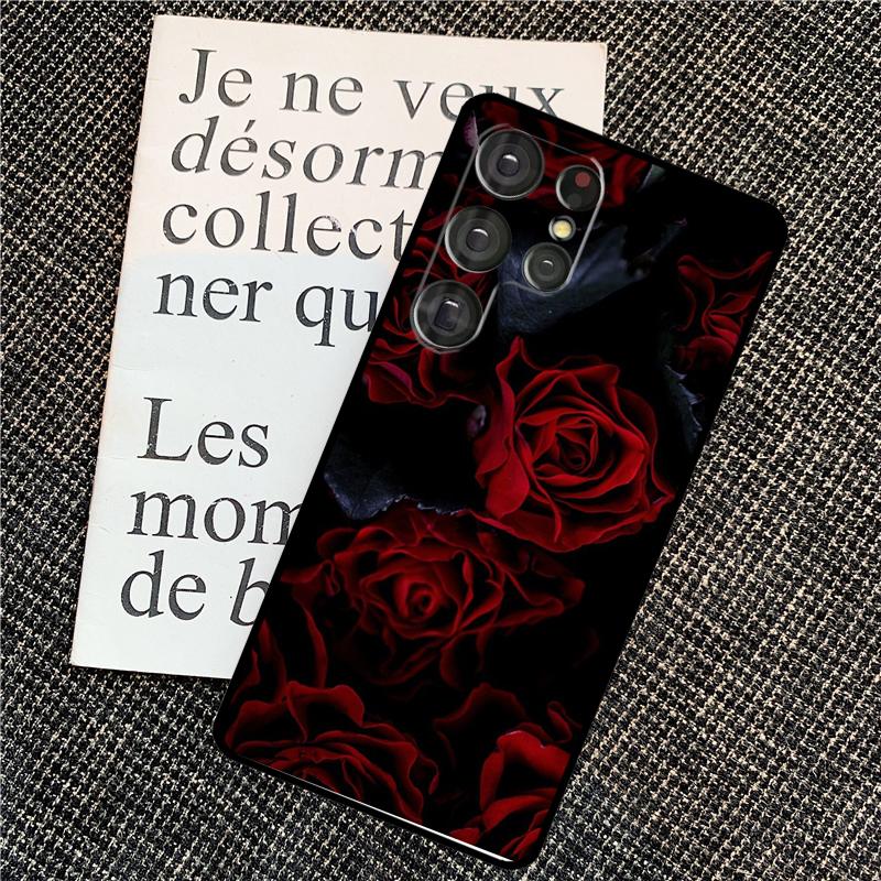 Red Rose Flower Case For Samsung Galaxy S25 Ultra S20 S21 S22 S23 S24 Ultra S9 S10 Plus S24 FE Back Cover