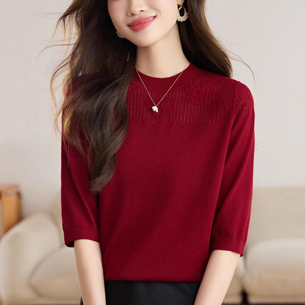 2025 Damkofta i högkvalitativ ull med sjuärm - Perfekt för vår, höst, vinter