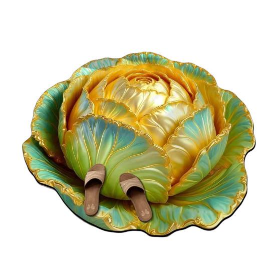 

Floor Mat Non-Slip Crystal Velvet Rug 3D Chinese Cabbage Shape Living Room Bedroom Plush Floor Mat Home Decor 70cm F