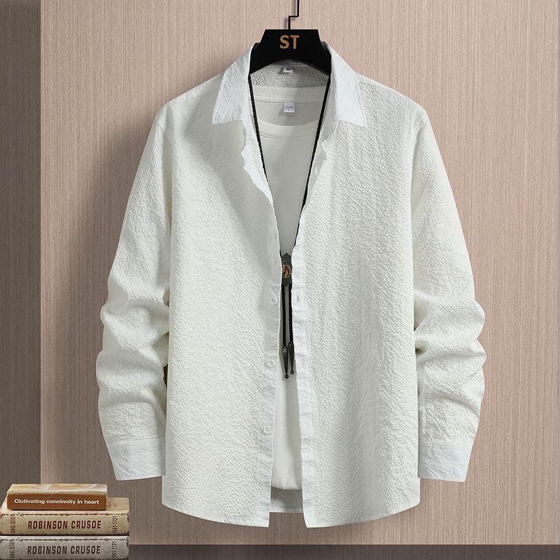 

Мужская модная повседневная рубашка с длинными рукавами и лацканами — весна/лето, тонкий свободный крой 3XL