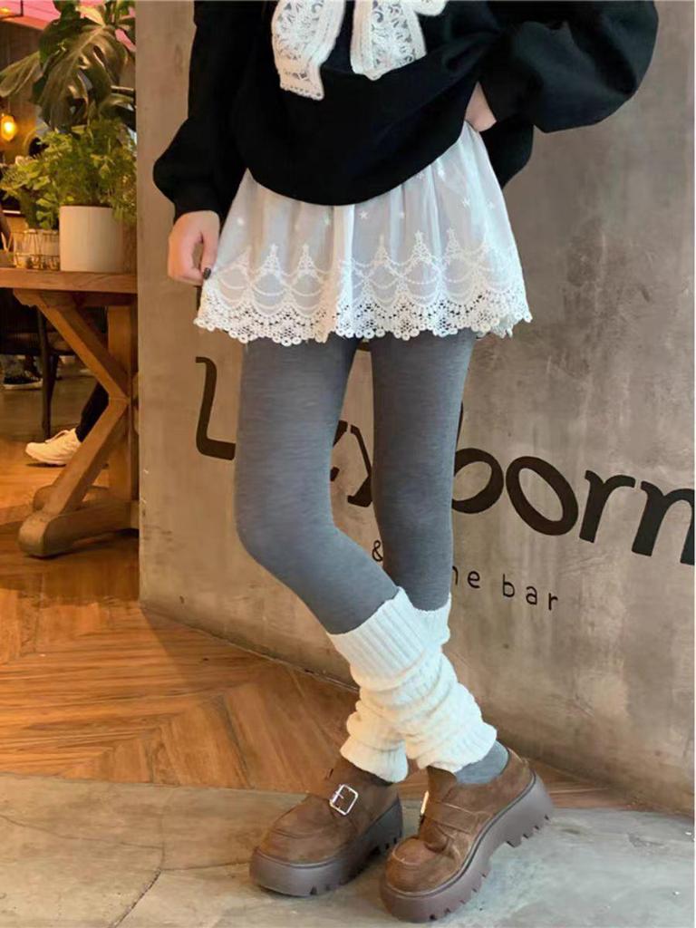 White Lace Anti-Exposure Base Layer Skirt with Sweatshirt Hem - Essential Autumn/Winter Underwear