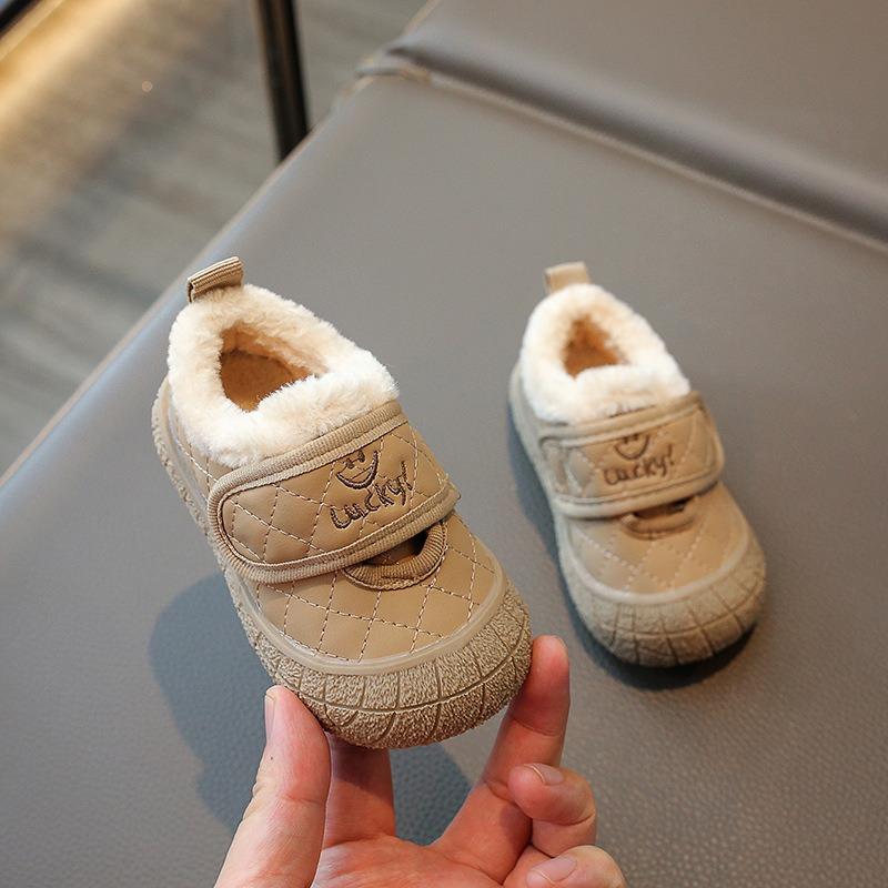 Kinder Baumwollschuhe Lauflernschuhe Smiley Gesicht 2024 Winter Warm Low Top Jungen Rutschfeste Weiche Sohle Baby Outdoor Baumwollschuh