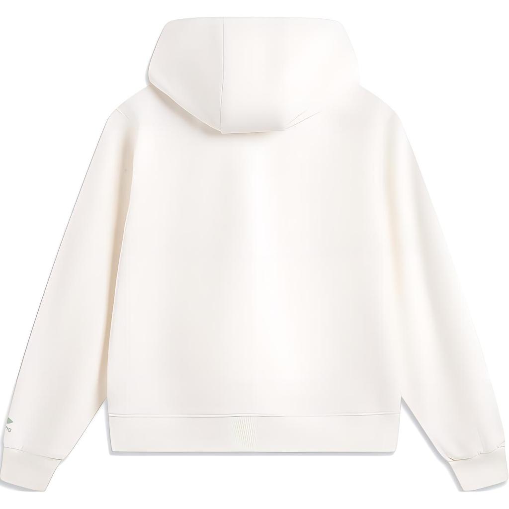Li-Ning Casual Minimalist Solid Color Hooded Pullover Sweatshirt Women tops Off-White AWDV808-5