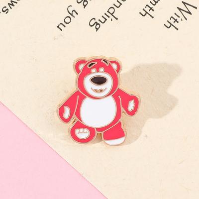 Strawberry Bear Metal Badge Bear Alloy Baking Paint Dripping Oil Men's and Women's Bag Brooch